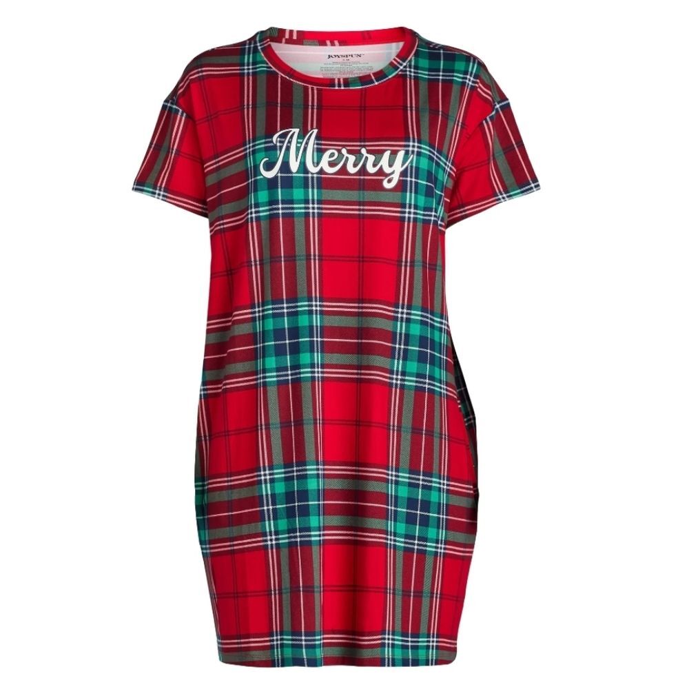 Joyspun Women’s Short Sleeve Sleep Shirt, Size 2X/3X